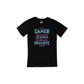 Cix Mor As A Gamer Yazılı Yuvarlak Yaka Siyah T-shirt