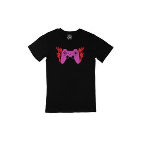 Cix Mor Joystick Baskılı Yuvarlak Yaka Siyah T-shirt