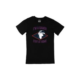 Cix Mor Stay At Home Logolu Yuvarlak Yaka Siyah T-shirt