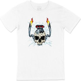 Cix Motor Kuru Kafa Baskılı Yuvarlak Yaka Beyaz T-shirt