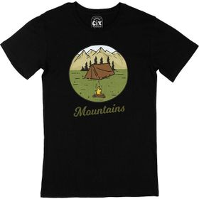 Cix Mountains Baskılı Siyah Unisex T-shirt