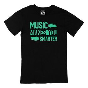 Cix Music Makes You Smarter Baskılı Siyah Unisex T-shirt