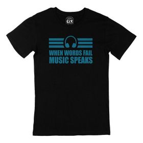 Cix Music Speaks Headphone Baskılı Siyah Unisex T-shirt
