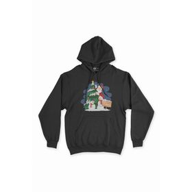 Cix Mutlu Yıllar Santa Claus Siyah Kapüşonlu Sweatshirt