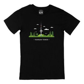 Cix Namsan Tower Baskılı Siyah Unisex T-shirt