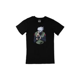 Cix Naruto Kakashi Hatake Baskılı Siyah Unisex T-shirt