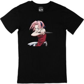 Cix Naruto Sakura Haruno Baskılı Siyah Unisex T-shirt