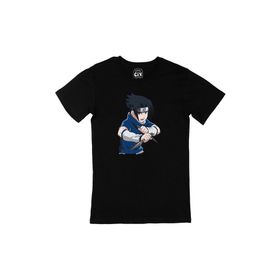 Cix Naruto Sasuke Uchiha Baskılı Siyah Unisex T-shirt