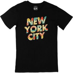 Cix New York City Yazılı Yuvarlak Yaka Siyah T-shirt