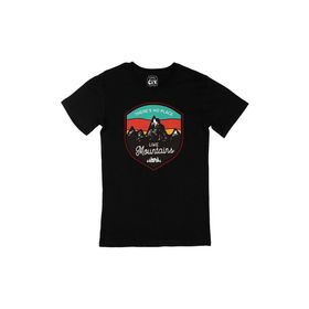 Cix No Place Like Mountains Baskılı Yuvarlak Yaka Siyah T-shirt