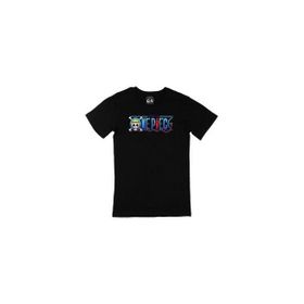 Cix One Piece Baskılı Yuvarlak Yaka Siyah T-shirt