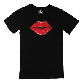 Cix Öpücük Çizim Siyah Erkek T-shirt