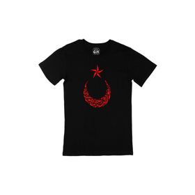 Cix Osmanlıca Türkiye Cumhuriyeti Ay Yıldızlı Siyah Erkek T-shirt