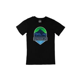 Cix Outdoor Life Baskılı Siyah Unisex T-shirt