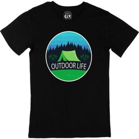 Cix Outdoor Life Logolu Baskılı Siyah Unisex T-shirt