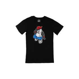 Cix Oynayan Panda Baskılı Siyah Unisex T-shirt