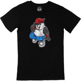 Cix Oynayan Panda Baskılı Siyah Unisex T-shirt