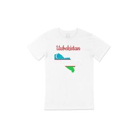 Cix Özbekistan Haritalı ve Bayraklı Beyaz T-shirt