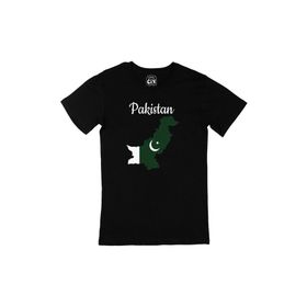 Cix Pakistan Haritalı ve Bayraklı Baskılı Siyah Unisex T-shirt