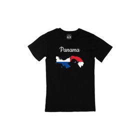 Cix Panama Haritalı ve Bayraklı Baskılı Siyah Unisex T-shirt