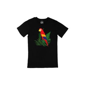 Cix Papağan Baskılı Siyah Unisex T-shirt