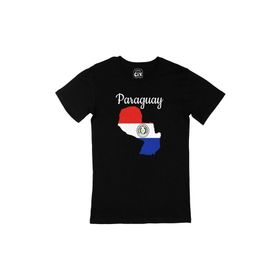 Cix Paraguay Haritalı ve Bayraklı Baskılı Siyah Unisex T-shirt