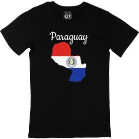 Cix Paraguay Haritalı ve Bayraklı Baskılı Siyah Unisex T-shirt