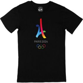 Cix Paris 2024 Olimpiyatları Baskılı Siyah Unisex T-shirt