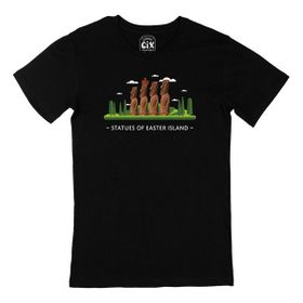 Cix Paskalya Adası Baskılı Siyah Unisex T-shirt