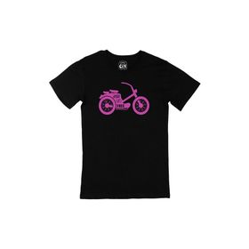 Cix Pembe Bisiklet Baskılı Siyah Unisex T-shirt