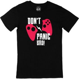 Cix Pembe Don't Panic Bro Baskılı Siyah Erkek T-shirt