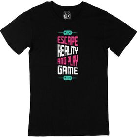 Cix Pembe Escape Reality Baskılı Siyah Unisex T-shirt