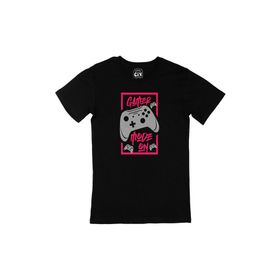 Cix Pembe Gamer Mode On Baskılı Siyah Erkek T-shirt