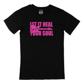 Cix Pembe Let It Heal Your Soul Baskılı Siyah Erkek T-shirt