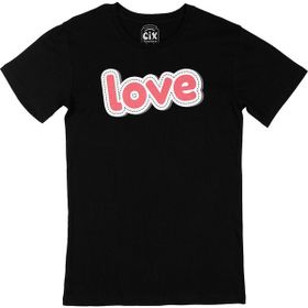 Cix Pembe Love Yazılı Yuvarlak Yaka Siyah T-shirt