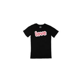 Cix Pembe Love Yazılı Yuvarlak Yaka Siyah T-shirt
