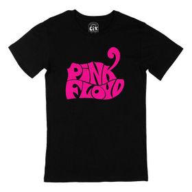 Cix Pembe Pink Floyd Yazılı Yuvarlak Yaka Siyah T-shirt