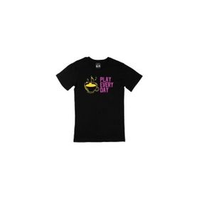 Cix Pembe Play Every Day Yazılı Yuvarlak Yaka Siyah T-shirt