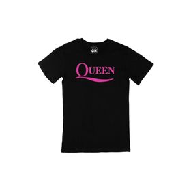 Cix Pembe Queen Rock Cep Logo Tasarımlı Siyah Erkek T-shirt