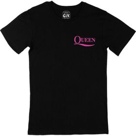 Cix Pembe Queen Rock Cep Logo Tasarımlı Siyah Erkek T-shirt