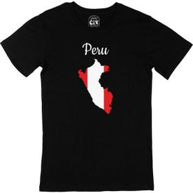 Cix Peru Haritalı ve Bayraklı Yuvarlak Yaka Siyah T-shirt