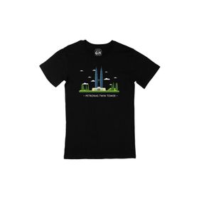 Cix Petronas İkiz Kuleleri Baskılı Siyah Erkek T-shirt
