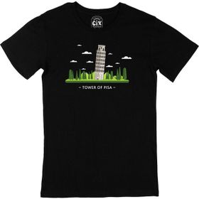 Cix Pisa Kulesi Baskılı Siyah Erkek T-shirt