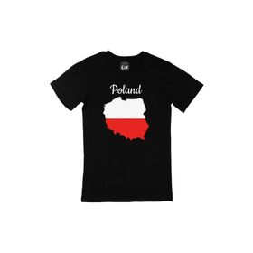 Cix Polonya Haritalı ve Bayraklı Siyah Erkek T-shirt
