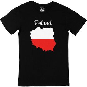 Cix Polonya Haritalı ve Bayraklı Siyah Erkek T-shirt