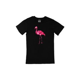 Cix Polygon Flamingo Baskılı Siyah Erkek T-shirt