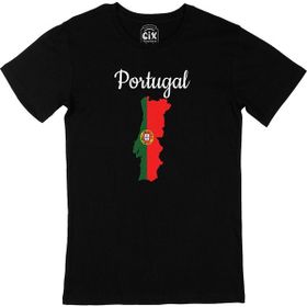 Cix Portekiz Haritalı ve Bayraklı Baskılı Siyah Erkek T-shirt
