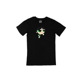 Cix Powerpuff Girls Butter Cup Baskılı Siyah Erkek T-shirt