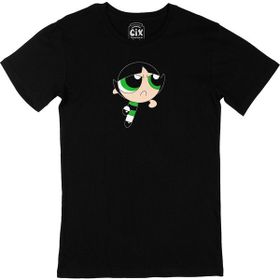 Cix Powerpuff Girls Butter Cup Cep Logo Tasarımlı Siyah Erkek T-shirt