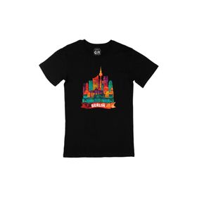 Cix Renkli Berlin İllüstrasyon Siyah Erkek T-shirt